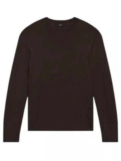 Crew Neck Wool Knit Top Brown - THEORY - BALAAN 2