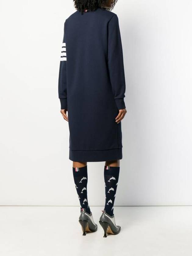 Classic Loopback 4-Bar Sweater Midi Dress Light Navy - THOM BROWNE - BALAAN 5