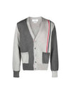 Fun Mix V-neck Cotton Cardigan Grey - THOM BROWNE - BALAAN 2