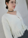 e Women's Big Tassel Mohair Knit Cardigan White - PRETONE - BALAAN 6