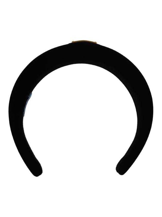 Triangle Logo Velvet Hairband Black - PRADA - BALAAN 6