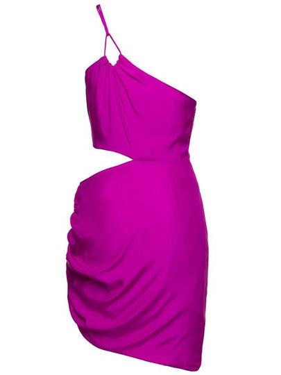 'Midori' One-Shoulder Mini Hot Pink Dress With Cut-Out Detail In Silk Woman Gauge81 - GAUGE81 - BALAAN 2