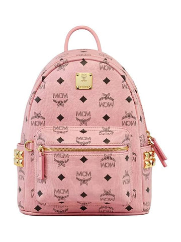 Stark Side Studs Mini Visetos Backpack Pink - MCM - BALAAN 1