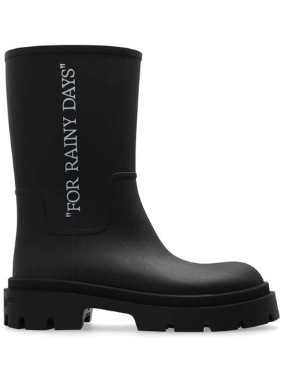 Men s Rain Boots Off White Printed Shoes Black - OFF WHITE - BALAAN 2