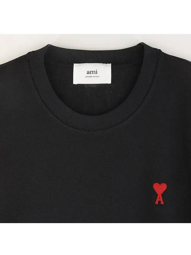 Small Heart Logo Boxy Fit Short Sleeve T-Shirt Black - AMI - BALAAN 5