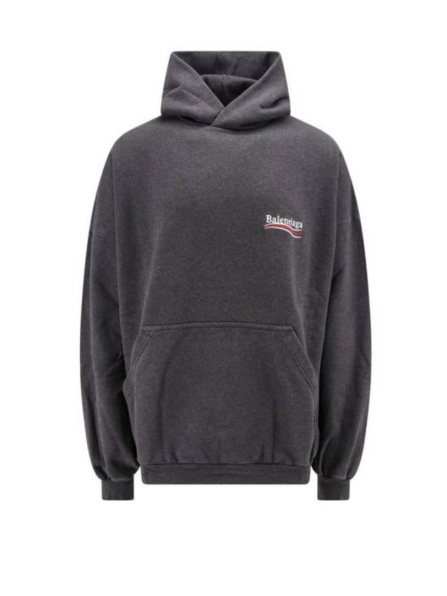 Embroidered Logo Cotton Hoodie Grey - BALENCIAGA - BALAAN 2