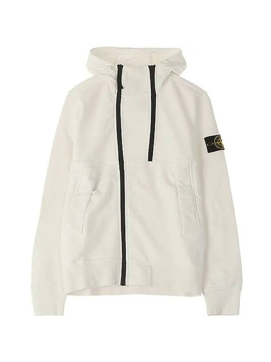 Men's Logo Wappen Double Zipper Hooded Zip Up White - STONE ISLAND - BALAAN 1