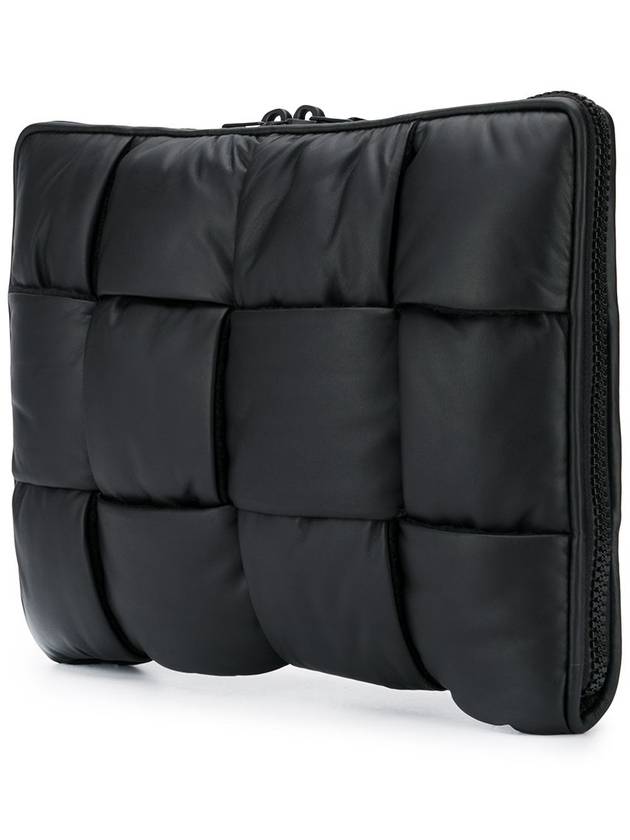 Men's Padded Document  Intrecciato Clutch Bag Black - BOTTEGA VENETA - BALAAN 3