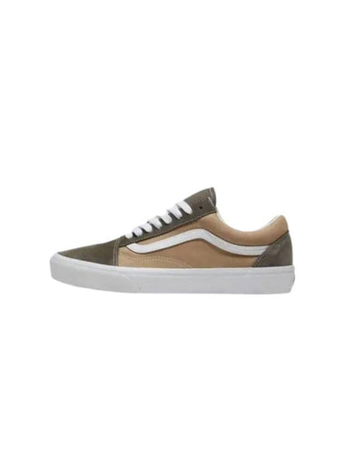 Old Skool Canvas Suede Block Low Top Sneakers Brown - VANS - BALAAN 1