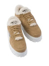 Triangle Logo Shearling Suede Low-Top Sneakers Ecru - PRADA - BALAAN 2