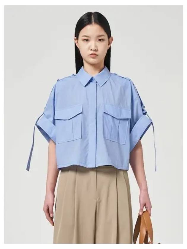 Military detail cargo short sleeve shirt sky blue domestic product GM0024030542399 - JUUN.J - BALAAN 1