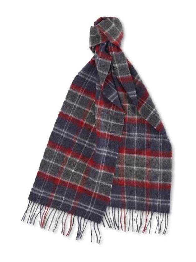 Wool Cashmere Tartan Check Muffler Blue - BARBOUR - BALAAN 2