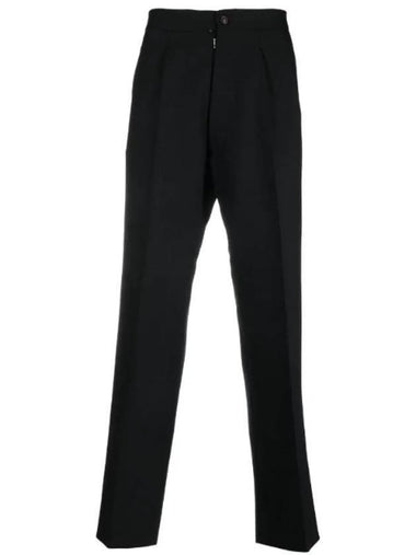 Men's Back Stitch Wool Pleated Straight Pants Black - MAISON MARGIELA - BALAAN 1