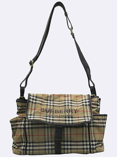 Burberry 8025039 Vintage Check Nylon Black Leather Trim Shoulder Bag - BURBERRY - BALAAN 1