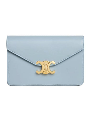 Triomphe Chain Shiny Calfskin Half Wallet Light Blue - CELINE - BALAAN 1