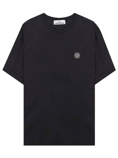 Logo Patch Cotton Short Sleeve T-Shirt Black - STONE ISLAND - BALAAN 2