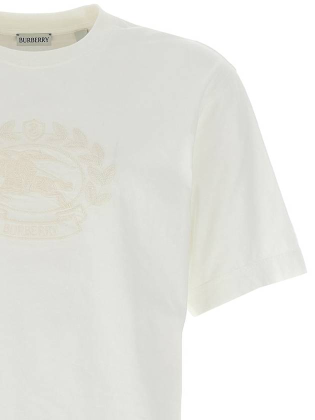 Embroidered Logo Cotton Short Sleeve T-Shirt White - BURBERRY - BALAAN 4