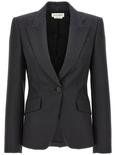 Striped Blazer Jacket Dark Grey - ALEXANDER MCQUEEN - BALAAN 2