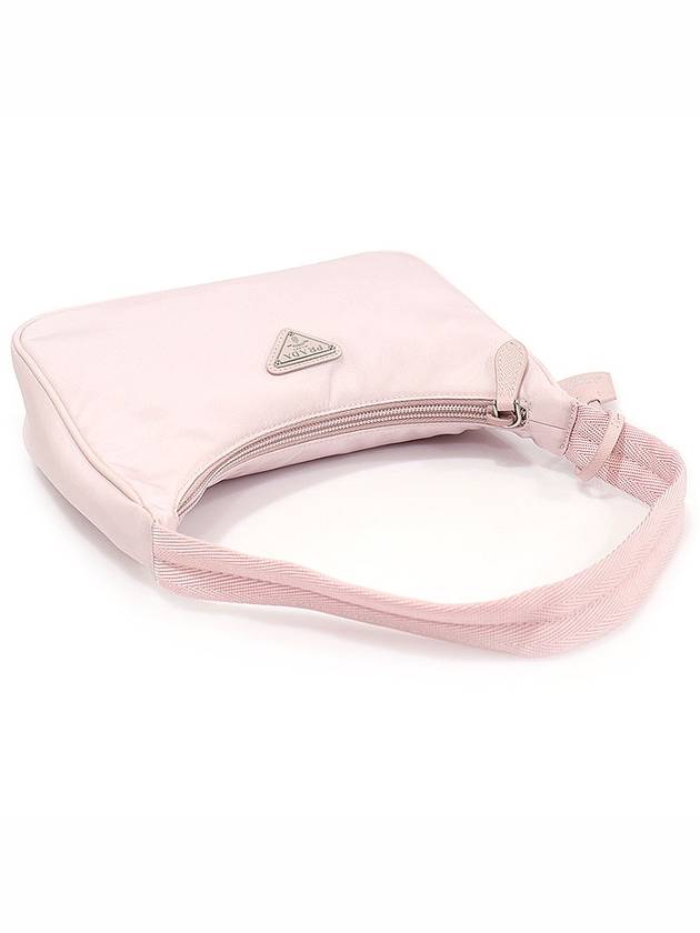 1NE515 Re edition Alabaster Pink Nylon Tesuto Silver Triangle Hobo Shoulder Bag - PRADA - BALAAN 4