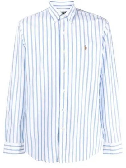 Men's Striped Custom Fit Long Sleeve Shirt Blue - POLO RALPH LAUREN - BALAAN 2