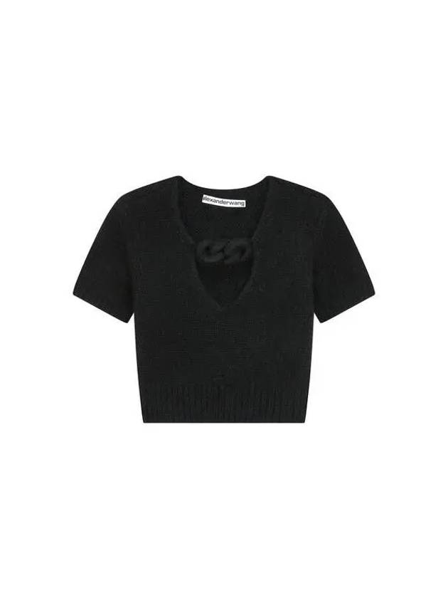 Chain V-neck hairy knit black 271872 - ALEXANDER WANG - BALAAN 1