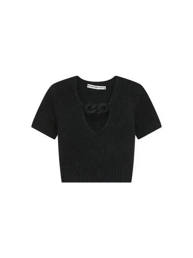 Chain V neck hairy knit black 270384 - ALEXANDER WANG - BALAAN 1