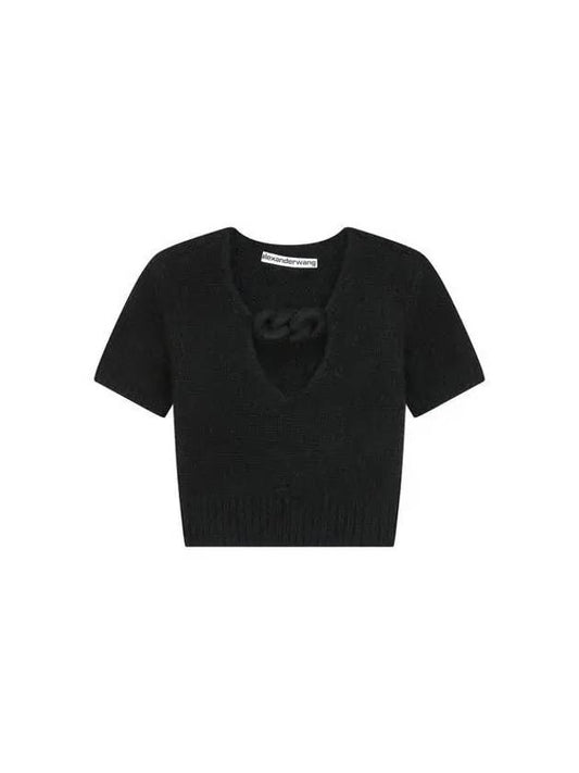 Chain V-neck hairy knit black 271872 - ALEXANDER WANG - BALAAN 1