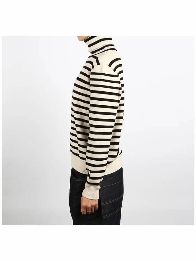 Heritage Cashmere Stripe Turtleneck White - CELINE - BALAAN 4