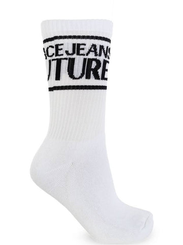 Versace Jeans Couture Cotton Socks With Logo, Women's, White - VERSACE - BALAAN 1