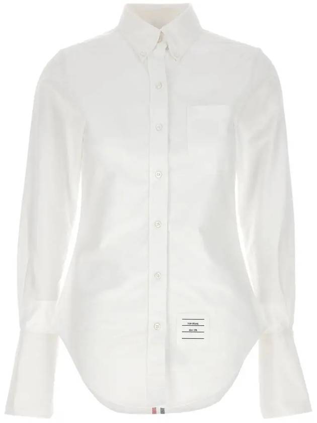 Women's Solid Oxford Striped French Cuff Shirt White - THOM BROWNE - BALAAN 3