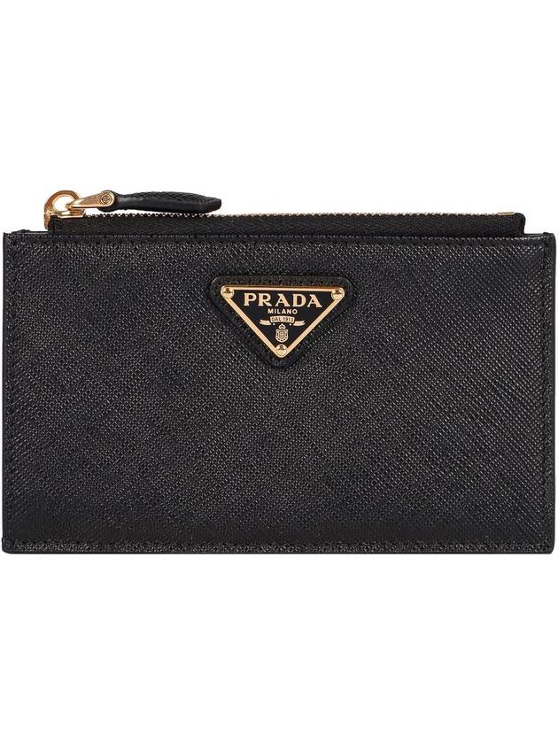 Saffiano Leather Card Wallet Black Silver - PRADA - BALAAN 3