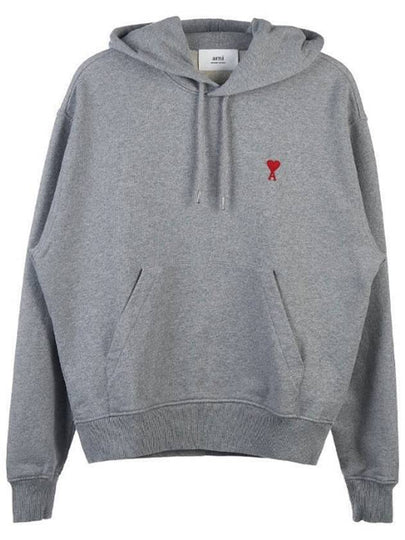 Heart Small Logo Hoodie Grey - AMI - BALAAN 2