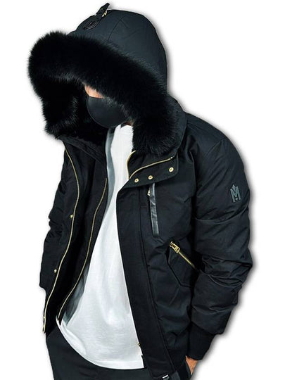 Dixon Nordic Tech Down Blue Fur Bomber Jacket Black Gold - MACKAGE - BALAAN 2