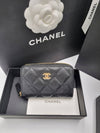 Classic zipper card wallet black caviar gold AP0216 - CHANEL - BALAAN 4