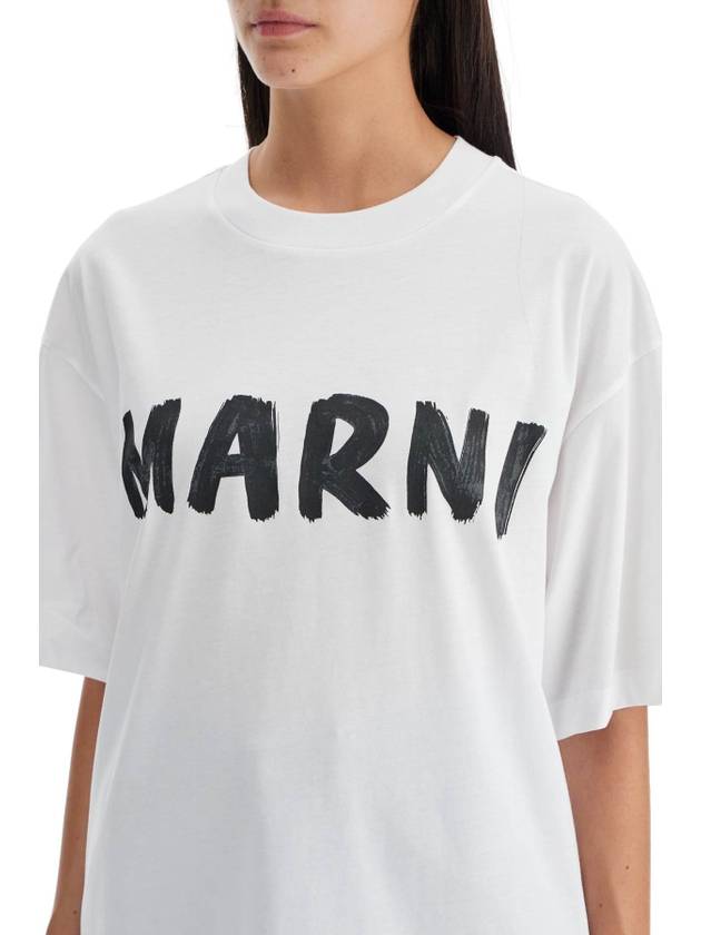 Logo Lettering Boxy Fit Short Sleeve T-Shirt White - MARNI - BALAAN 5