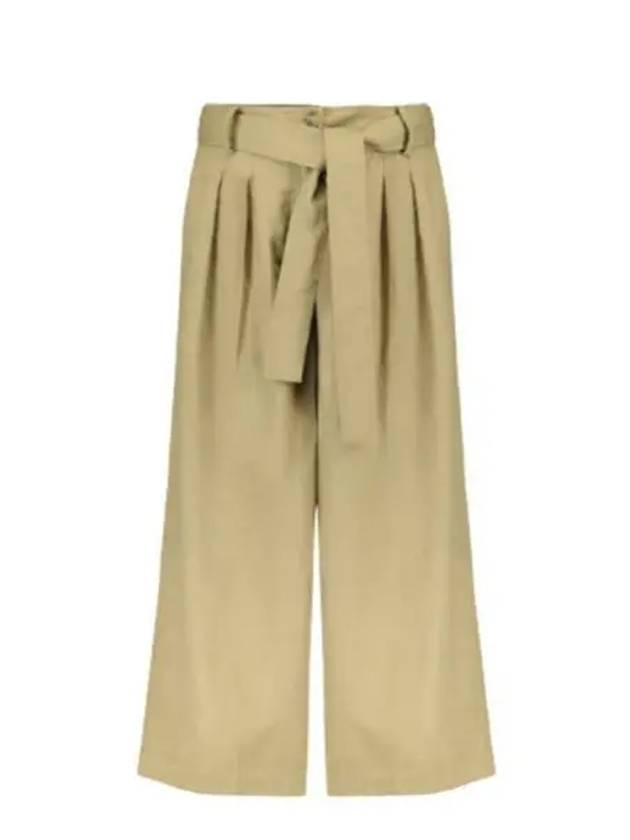 Women's Belted Cotton Wide Pants Beige - VANESSA BRUNO - BALAAN 2