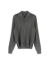 Half Zip-Up High Neck Wool Knit Top Grey - TOM FORD - BALAAN 10