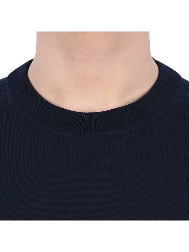 Regular Fit Crew Neck Wool Knit Top Navy - STONE ISLAND - BALAAN 7