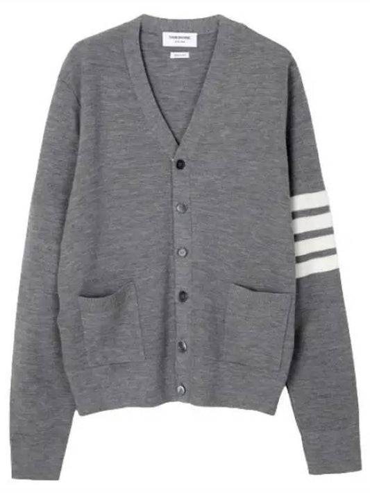 Diagonal Stripe Fine Merino Waffle High Neck Cardigan Men s - THOM BROWNE - BALAAN 1