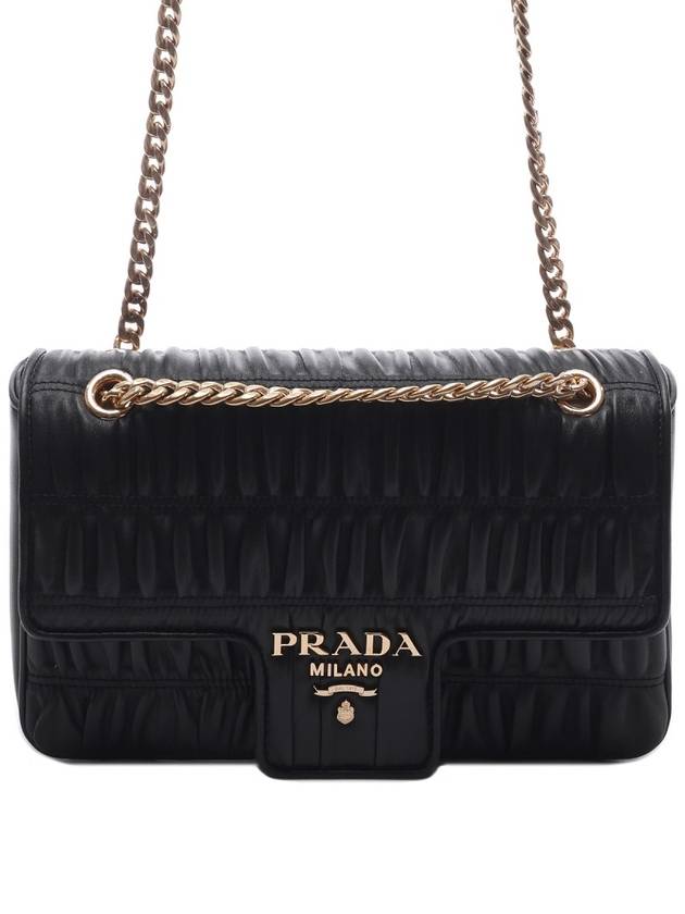 Goffre Leather Chain Shoulder Bag Black - PRADA - BALAAN 2