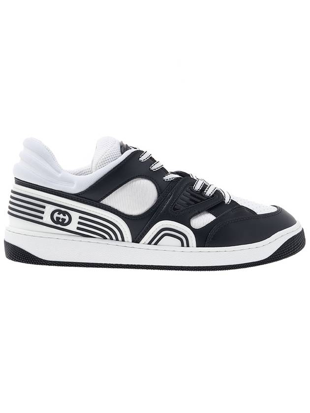 Basket Leather Low Top Sneakers Black White - GUCCI - BALAAN 3