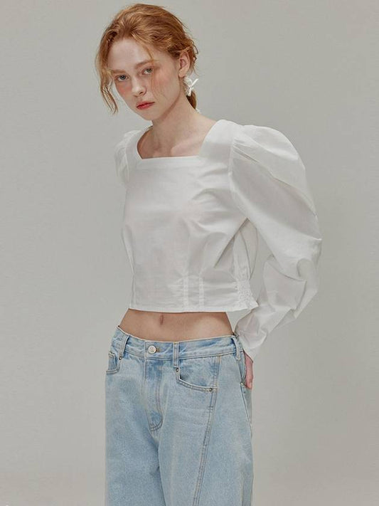 Square Neck Cotton Blouse White - OPENING SUNSHINE - BALAAN 2