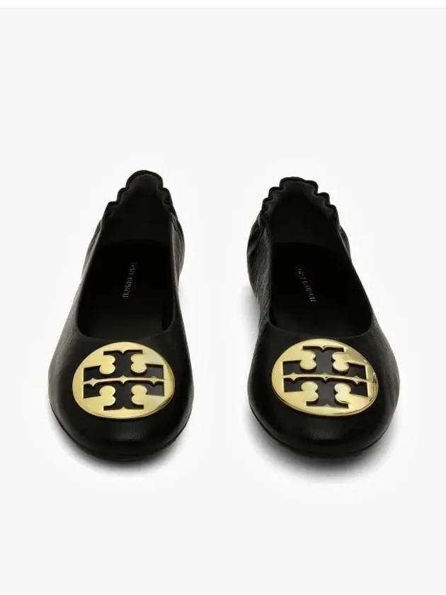 Logo Leather Ballerina Flat Black - TORY BURCH - BALAAN 4