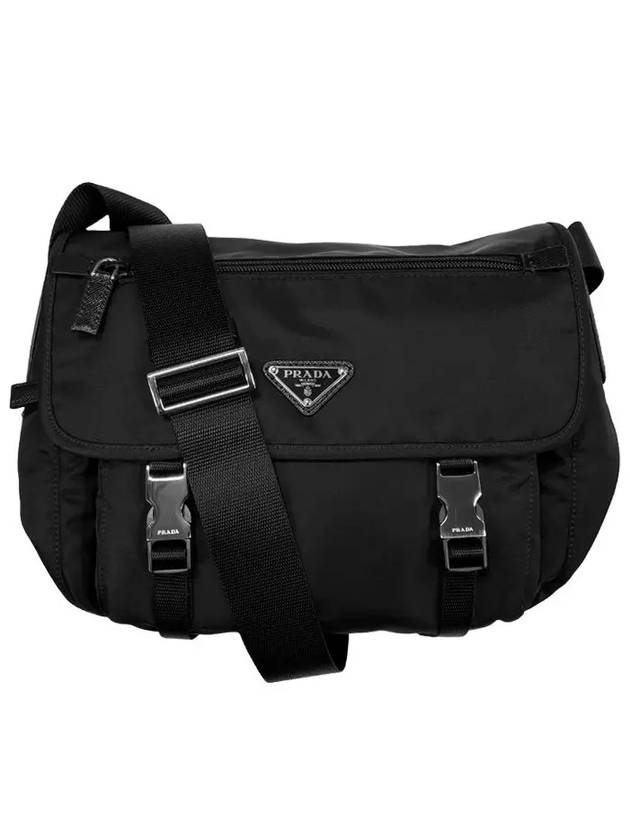 Triangular Logo Tessuto Messenger Bag Black - PRADA - BALAAN 5