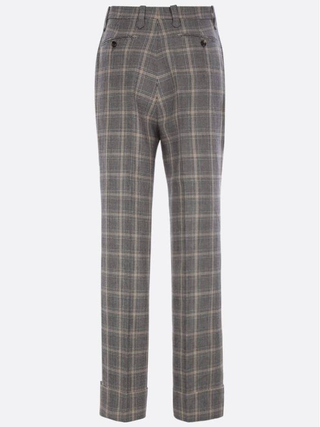 Women's Prince ofwhale Check Wool Straight Pants Gray - GUCCI - BALAAN 4