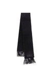 Logo Patch Fringe Wool Muffler Black - AMI - BALAAN 1