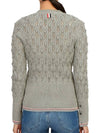 Pointelle Tipping Crew Neck Pullover Knit Top Grey - THOM BROWNE - BALAAN 5