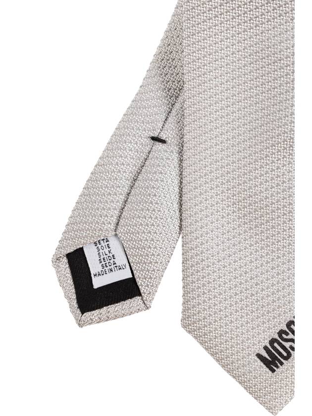 Moschino Silk Tie With Logo, Men's, Grey - MOSCHINO - BALAAN 4