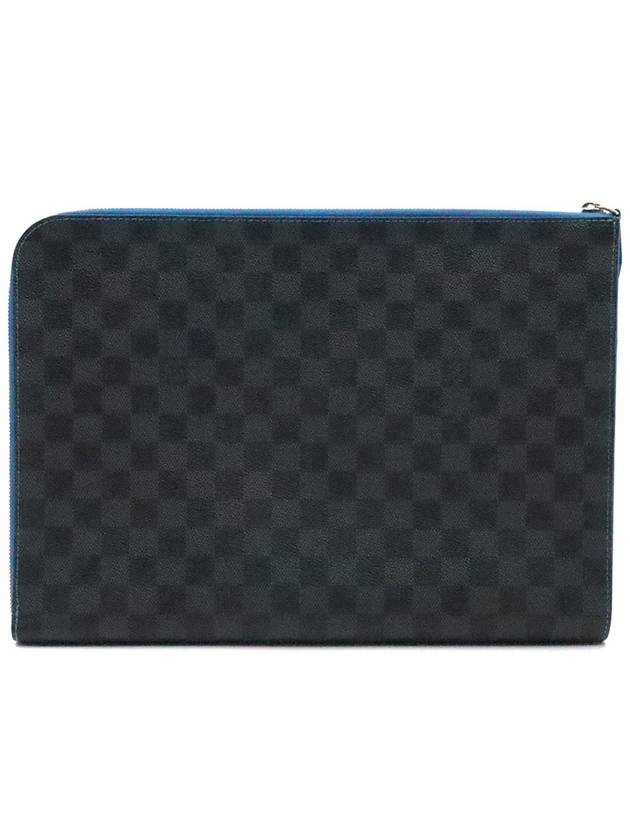 Women s Louis Vuitton N64032 Damier Graphite Canvas Blue Pochette Jour GM Clutch gt Pouch Gangbuk used luxury goods - LOUIS VUITTON - BALAAN 5