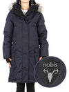 Women's Abbey Hooded Fur Long Padded Parka Navy - NOBIS - BALAAN 2